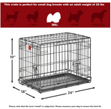 MidWest Homes for Pets Small Dog Crate, Life Stages 24' Double Door Folding Metal Dog Crate | Divider Panel, Floor Protecting Feet, Leak-Proof Dog Pan| 24L x 18W x 19H Inches, Small Dog Breed