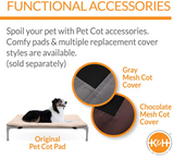 K&H Pet Products Dog Cots Beds for Large Dog- Elevated Outdoor Dog Cot Bed- Raised Dog Hammock Cooling Bed- Washable, Portable Dog Cot- Heavy Duty Durable Metal Frame, X-Large, Gray/Black Mesh