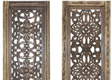 TUP The Urban Port Floral Hand Carved Wooden Wall Panels, Assortment of Two, Rustic Brown