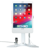 Dual Kiosk Stand – CTA Security Stand with Locking Case, Cable, Stylus, and Tether for iPad Gen. 5-6, iPad Air 1-2, and iPad Pro 9.7” (PAD-ASKW) – White