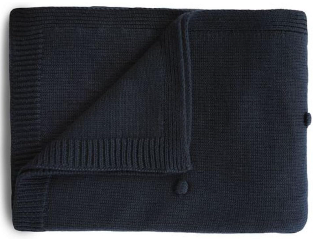 Mushie Knitted Baby Blanket | Organic Newborn Nursery Bedding | Material: 100% Organic Cotton | Breathable & Warm | Machine Washable (Textured Dots Dark...