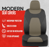 Motor Trend AquaShield Car Seat Covers for Front Seats, Beige – Two-Tone Waterproof Seat Covers for Cars, Neoprene Front Seat Cover Set, Interior Covers for Auto Truck Van SUV