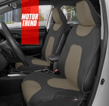 Motor Trend AquaShield Car Seat Covers for Front Seats, Beige – Two-Tone Waterproof Seat Covers for Cars, Neoprene Front Seat Cover Set, Interior Covers for Auto Truck Van SUV