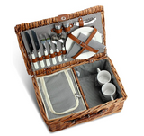 Picnic Basket for 2, Willow Hamper Set with Insulated Compartment, Handmade Large Wicker Picnic Basket Set with Utensils Cutlery - Perfect for Picnic, Camping, or Any Other Outdoor