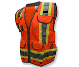 Radians SV55 Class 2 Heavy Woven Two Tone Engineer Vest with Padded Neck to Support Extra Weight in Cargo Pockets