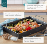 Chicago Metallic Non-Stick Roast Pan with Non-Stick Rack, 13 x 9 x 2.2 inches