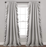 Lush Decor Reyna Ruffle Window Curtain Panel Set, Pair, 54" W x 95" L, Light Gray - Flowy Curtain - Romantic Ruffle Curtains for Bedroom, Living room, or Dining Room - Farmhouse & Cottage Home Decor