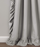 Lush Decor Reyna Ruffle Window Curtain Panel Set, Pair, 54" W x 95" L, Light Gray - Flowy Curtain - Romantic Ruffle Curtains for Bedroom, Living room, or Dining Room - Farmhouse & Cottage Home Decor