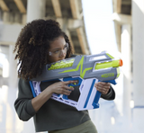 Nerf Hyper Mach-100 Fully Motorized Blaster, 80 Hyper Rounds, Eyewear, Up to 110 FPS Velocity, Easy Reload, Holds Up to 100 Rounds