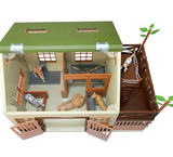 Terra by Battat – 15 Pcs Animal Hospital Pretend & Play Set - Openable Rooftop for Farm or Safari Animal Figurines - Wooden Vet Clinic Toy for Kids and Toddler Ages 3+