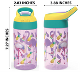 Zak Designs 16oz Riverside Desert Life Kids Water Bottle with Straw and Built in Carrying Loop Made of Durable Plastic, Leak-Proof Design for Travel, 2PK Set