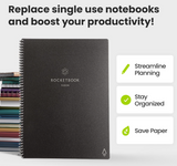 Rocketbook Planner & Notebook, Fusion : Reusable Smart Planner & Notebook | Improve Productivity with Digitally Connected Notebook Planner | Dotted, 8.5" x 11", 42 Pg, Terrestrial Green