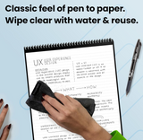 Rocketbook Flip - with 1 Pilot Frixion Pen & 1 Microfiber Cloth Included - Letter Size (8.5" x 11"), Black