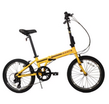 ZiZZO Campo 20" Folding Bicycle Shimano 7 Speed Adjustable Stem Lightweight Aluminum Frame (Yellow)