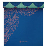 Gaiam Reversible Yoga Mat 68inX24inX6mm Blue Scalloped Ink