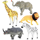 Click N' Play Jumbo 10.5”" Animal Figurine Playset, Assorted 5Piece Realistically Designed Wild Zoo, Safari, Jungle Plastic Animals for Kids & Toddlers