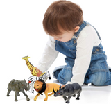 Click N' Play Jumbo 10.5”" Animal Figurine Playset, Assorted 5Piece Realistically Designed Wild Zoo, Safari, Jungle Plastic Animals for Kids & Toddlers