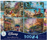 Ceaco - 4 in 1 Multipack - Thomas Kinkade - Disney Dreams Collection - Snow White, Mickey Minnie Mouse, Pocahontas - (4) 500 Piece Jigsaw Puzzles