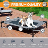 K&H Pet Products Cooling Elevated Raised Bed with Washable Breathable Mesh, No-Slip Rubber Feet, Portable Indoor Outdoor Dog Cot, Medium Gray/Black Mesh