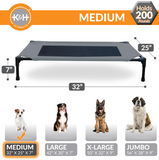 K&H Pet Products Cooling Elevated Raised Bed with Washable Breathable Mesh, No-Slip Rubber Feet, Portable Indoor Outdoor Dog Cot, Medium Gray/Black Mesh