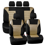 FH Group Car Seat Covers Full Set Beige 3D Air Mesh - Universal Fit, Automotive Seat Covers, Low Back Seat Cover, Airbag Compatible, Split Bench Rear Seat, Washable Car Seat Cover for SUV, Sedan