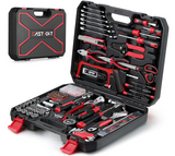 Eastvolt 218-Piece Household Tool Kit, Auto Repair Tool Set, Tool Kits for Homeowner, Plier, Screwdriver Set, Socket Kit and Toolbox Storage Case,Black + Red