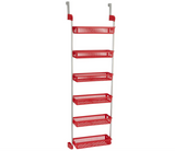 Household Essentials 6-Tier Basket Over-The-Door Organizer, Red