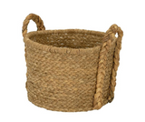 Household Essentials Large Wicker Floor Storage Basket with Braided Handle, Light Brown 19''x 25''