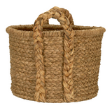 Household Essentials Large Wicker Floor Storage Basket with Braided Handle, Light Brown 19''x 25''