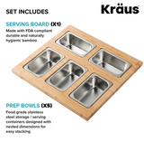 Kraus KSC-1005BB Kore Bamboo Serving Bowl Workstation Sink, 5 Rectangle