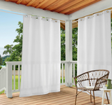 Exclusive Home Cabana Solid Indoor/Outdoor Light Filtering Grommet Top Curtain Panel, 54"x84", Winter White, Set of 2
