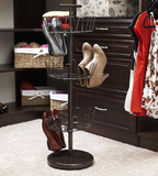 Household Essentials 2138 Three-Tier Adjustable Revolving Shoe Rack | Bronze