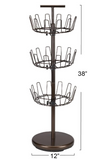 Household Essentials 2138 Three-Tier Adjustable Revolving Shoe Rack | Bronze