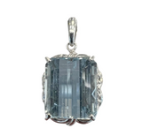 Pt900 Blue Topaz=27.81cts ,Diamond Pendant