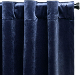 Exclusive Home Velvet Heavyweight Light Filtering Hidden Tab Top Curtain Panel Pair, 52"x96", Navy