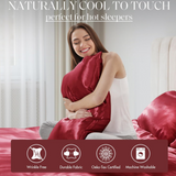 Roll over image to zoom in Madison Park Essentials Satin Sheet Set Luxury and Silky with Natural Sheen, Elastic 14" Pocket fits up to 16" Mattress, All Around Elastic - Year-Round Bedding, Full, Red, 6 Piece