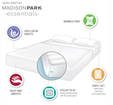 Roll over image to zoom in Madison Park Essentials Satin Sheet Set Luxury and Silky with Natural Sheen, Elastic 14" Pocket fits up to 16" Mattress, All Around Elastic - Year-Round Bedding, Full, Red, 6 Piece