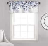 Lush Decor Weeping Flowers Navy and Blue Valance Curtain for Windows, 18