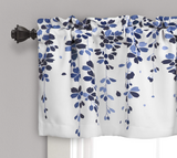 Lush Decor Weeping Flowers Navy and Blue Valance Curtain for Windows, 18" x 52", Navy & Blue