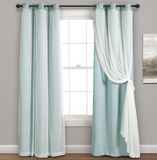 Lush Decor Sheer Grommet Curtains With Insulated Blackout Lining, Window Curtain Panels, Pair, 38