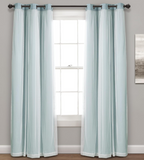 Lush Decor Sheer Grommet Curtains With Insulated Blackout Lining, Window Curtain Panels, Pair, 38"W x 84"L, Blue - Curtain With Sheer Overlay, Elegant Blackout Curtains for Bedroom