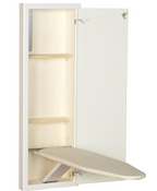 Household Essentials In-Wall Recessed Ironing Cabinet With Storage Shelves, White