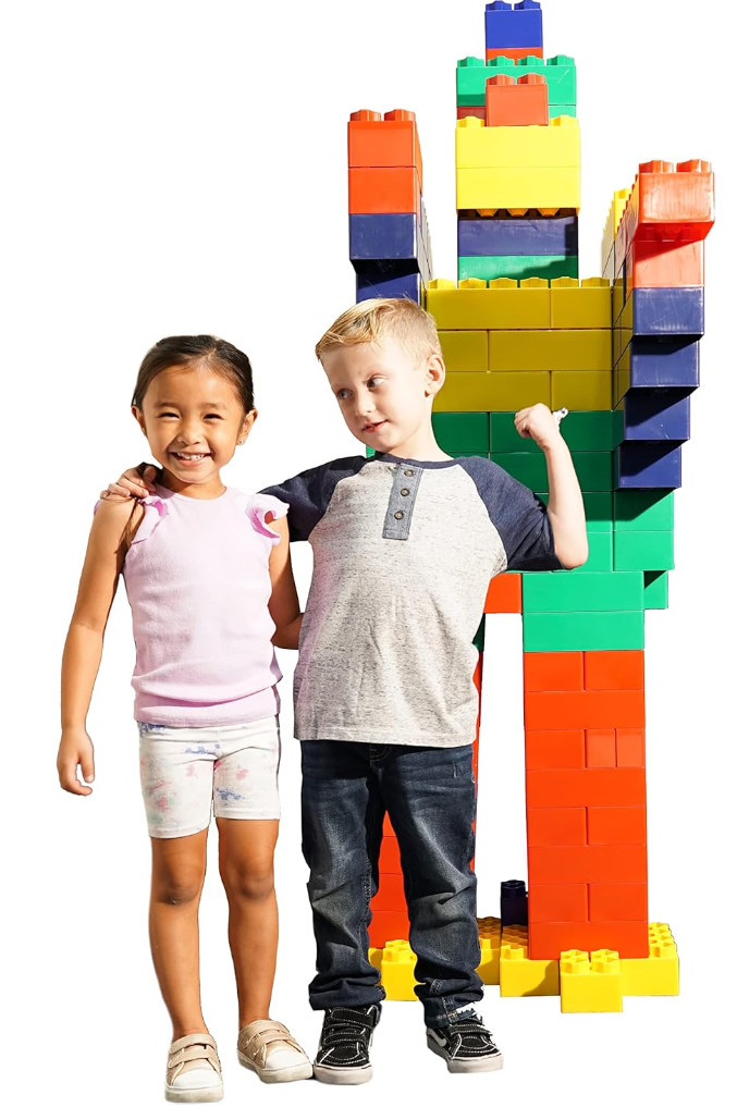Kids Adventure 133pc Jumbo Blocks Grand Deluxe Variety Pack for Kids - 42pcs Large 8"x4" and 92pcs 4" x 4" Small Colored Blocks for Toddlers -133 Piece Value Pack - Made in The USA -Boys & Girls by Main image