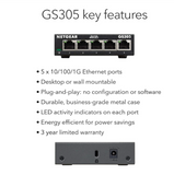 NETGEAR GS305-300UKS 5-Port Gigabit Ethernet Unmanaged Switch