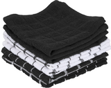 Ritz Premium Dish Cloths Highly Absorbent, Super Soft, Long-Lasting, 100% Cotton Terry Dish Towels, Drying Kitchen Cleaning Cloths, Hand Towels, Tea Towels, 6-Pack, 12"x12", Black