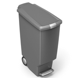 simplehuman Slim Plastic Step Trash Can, Grey Plastic, 40 L / 10.6 Gal