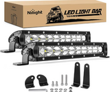 Nilight 11" 2PCS 11Inch 50W Super Slim Flood Bar Driving Fog Single Row Off Road led Lights-2 Style Mounting Brackets