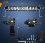 Nilight 11" 2PCS 11Inch 50W Super Slim Flood Bar Driving Fog Single Row Off Road led Lights-2 Style Mounting Brackets