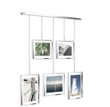 Umbra Exhibit Picture Frame Gallery Set Adjustable Collage Display for 5 Photos, Prints, Artwork & More (Holds Two 4 x 6 inch and Three 5 x 7 inch Images), normal, Chrome