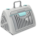 SportPet Designs Sport Pet Foldable Travel Cat Carrier with A Waterproof Bed - Front Door Plastic Collapsible Carrier, Gray